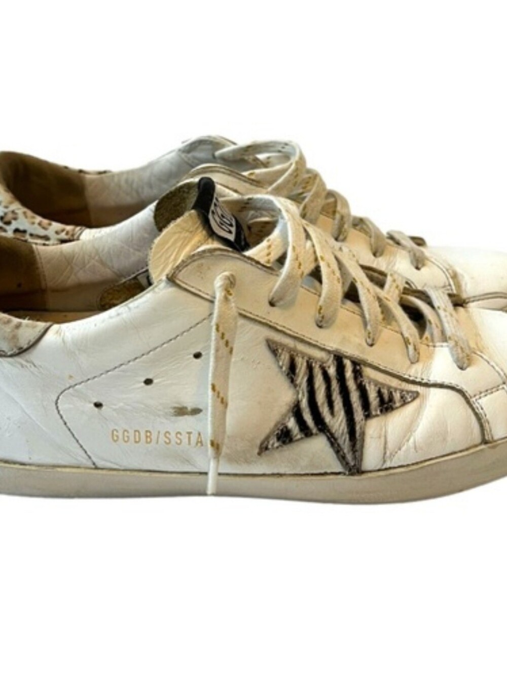 Golden Goose Superstar Sneaker in White Leather & Wild Distressed Size 41/ US 11